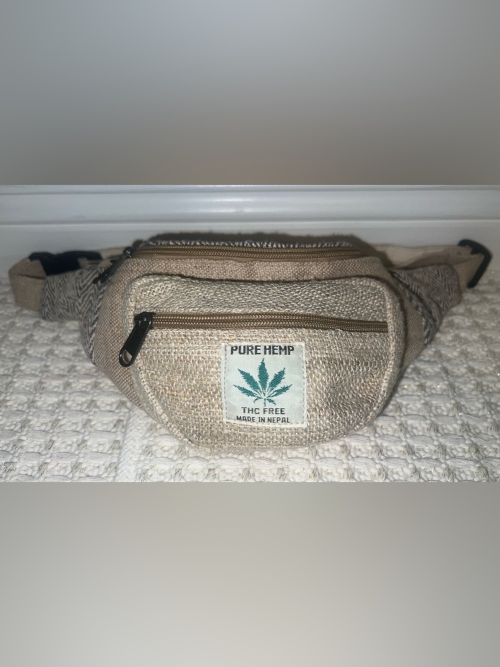 Pure Hemp Natural Fiber Nepal Fanny Pack Hippie Bohemian THC Free